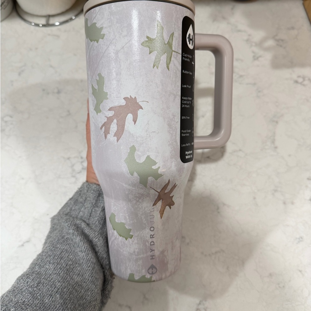 HydroJug Leaf Pattern Mug - Gray and Green